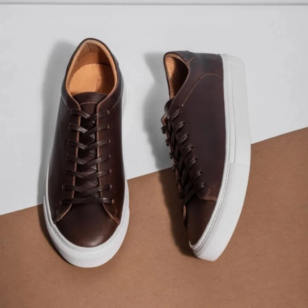 Beckett Simonon Reid golf Sneaker pull on size‎ 13 brown leather distressed